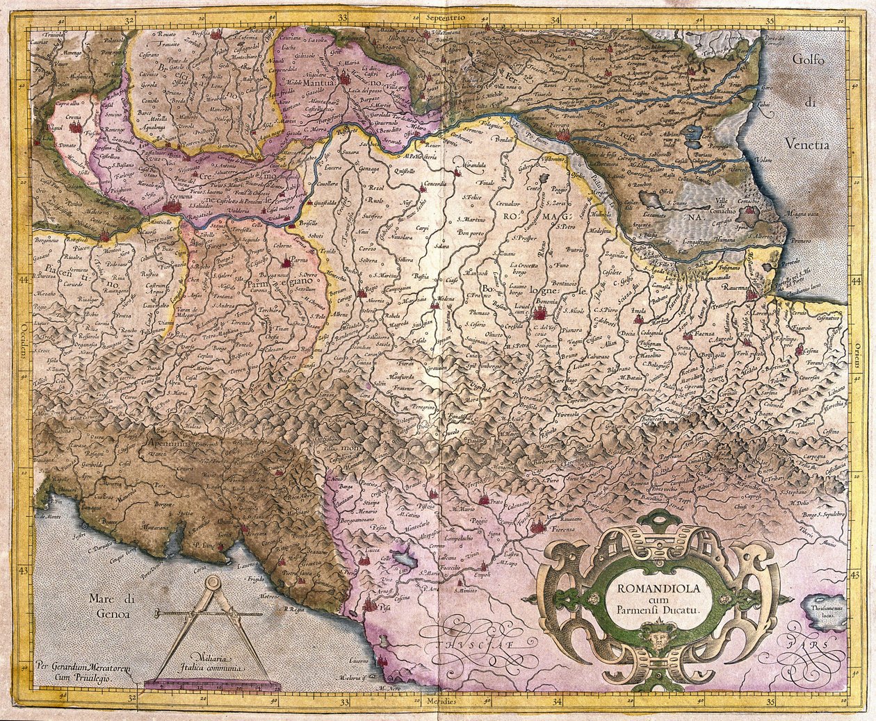 Romagna Parman kanssa, Italia (kaiverrus tekijältä Gerardus Mercator