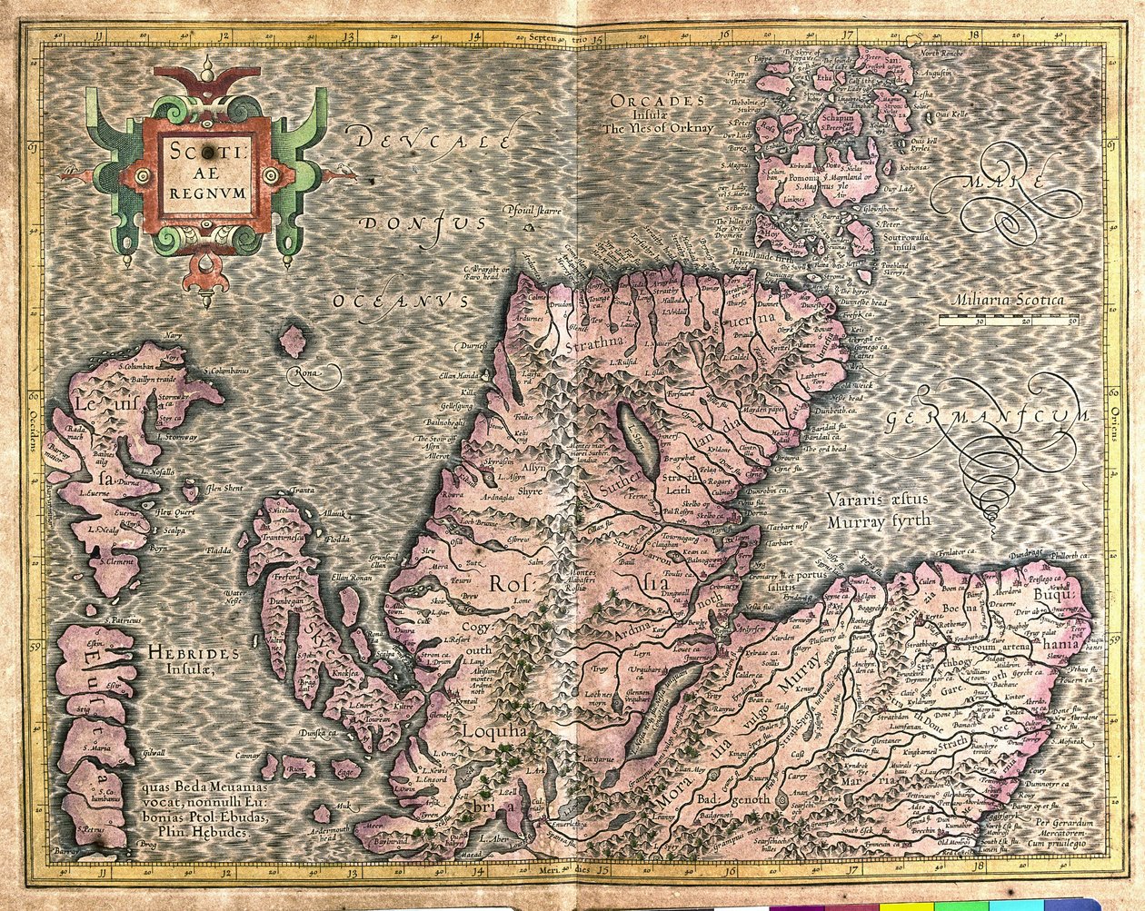Etelä-Skotlanti, Iso-Britannia tekijältä Gerardus Mercator