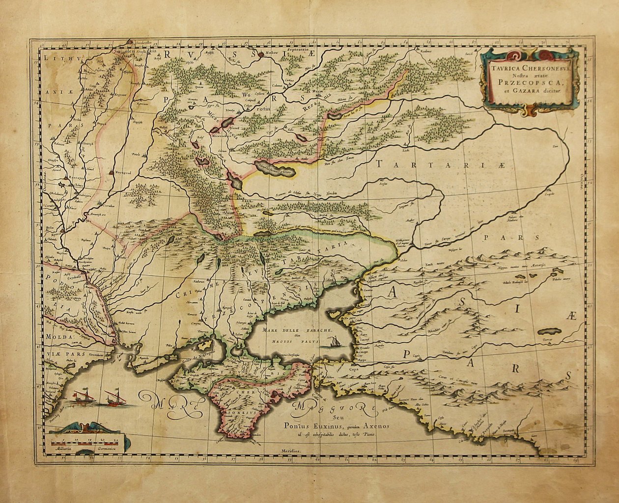 Taurica Chersonesus. Krimin kartta, 1595 tekijältä Gerardus Mercator