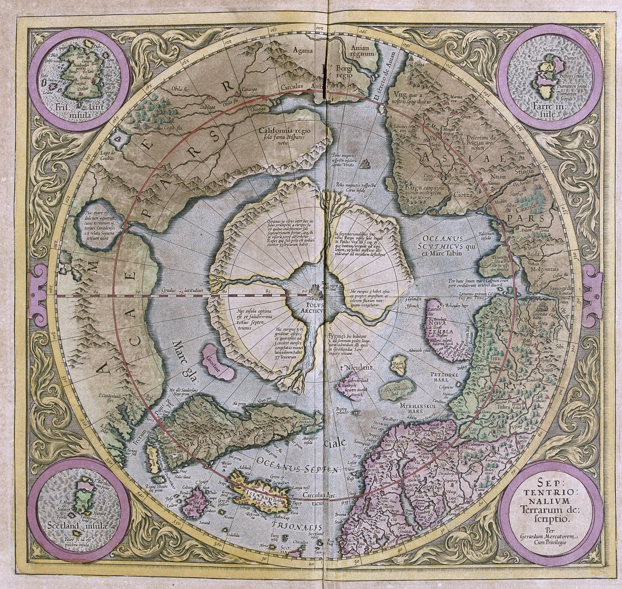 Pohjoisnapa-alueet tekijältä Gerardus Mercator