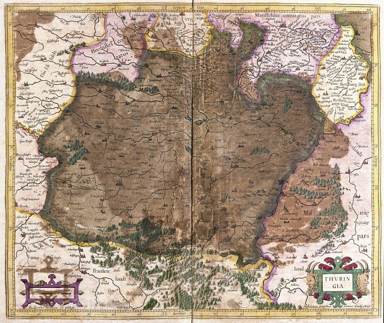 Thüringen, Saksa (kaiverrus tekijältä Gerardus Mercator