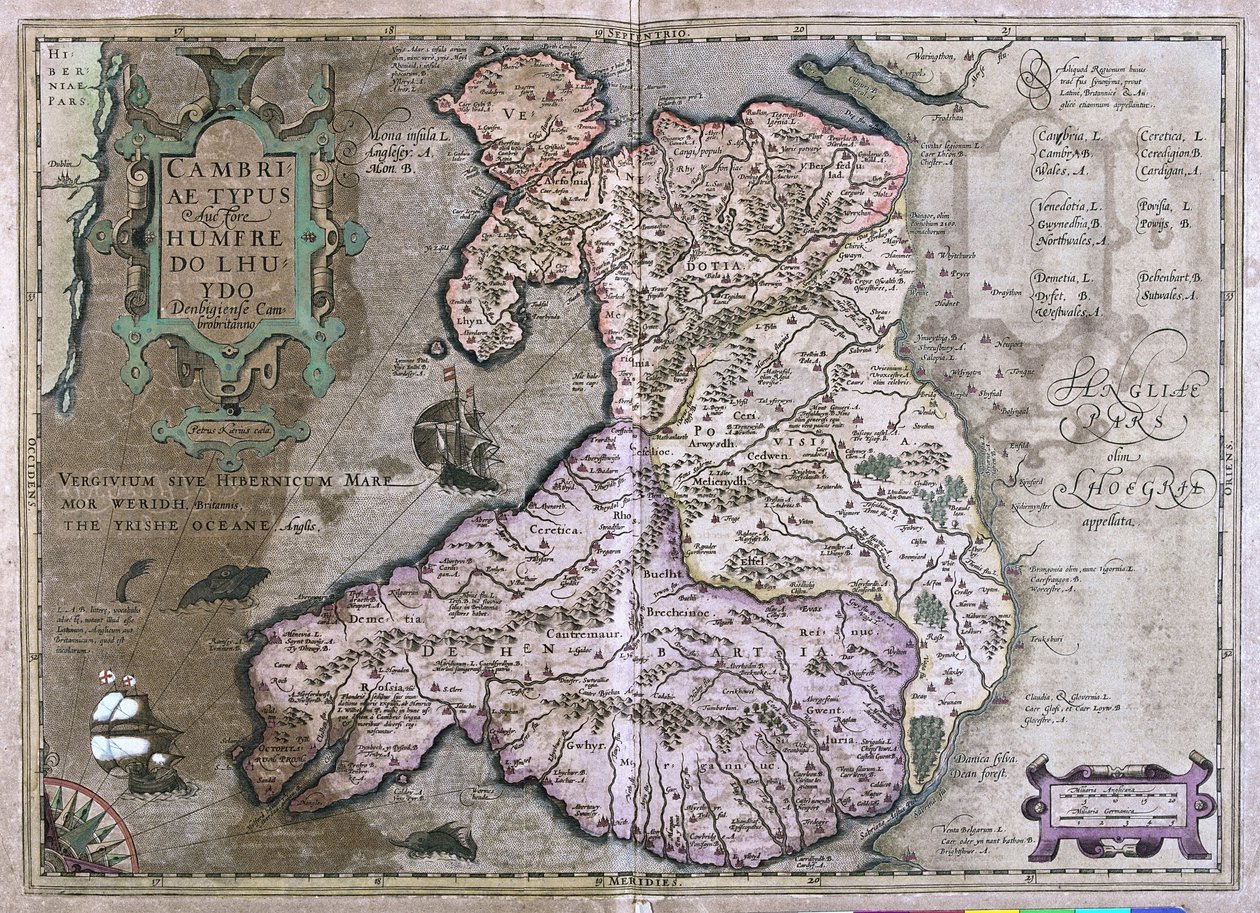 Wales, Iso-Britannia (kaiverrus tekijältä Gerardus Mercator