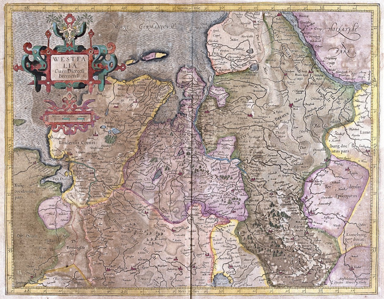 Westfalia, Saksa (kaiverrus tekijältä Gerardus Mercator