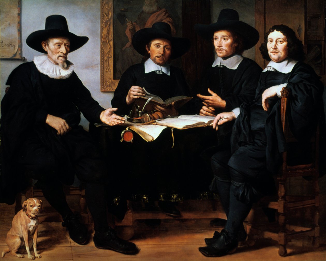 Amsterdam Coopers and Wine-rackers Guildin neljä upseeria, 1657. tekijältä Gerbrand van den Eeckhout