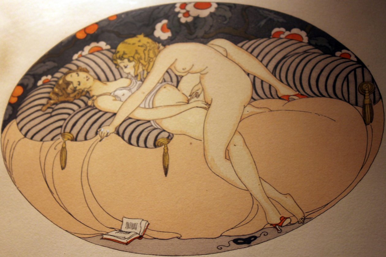 Serie von Aquarellen, kuoli 1925, nimellä Les Delassements d´Eros in Erotopolis Paris erschienen tekijältä Gerda Marie Frederike Wegener