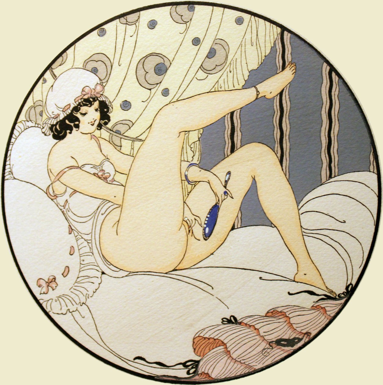 Serie von Aquarellen, kuoli 1925, nimellä Les Delassements d´Eros in Erotopolis Paris erschienen tekijältä Gerda Marie Frederike Wegener
