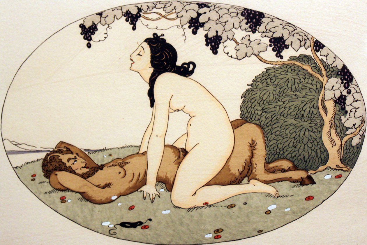 Serie von Aquarellen, kuoli 1925, nimellä Les Delassements d´Eros in Erotopolis Paris erschienen tekijältä Gerda Marie Frederike Wegener