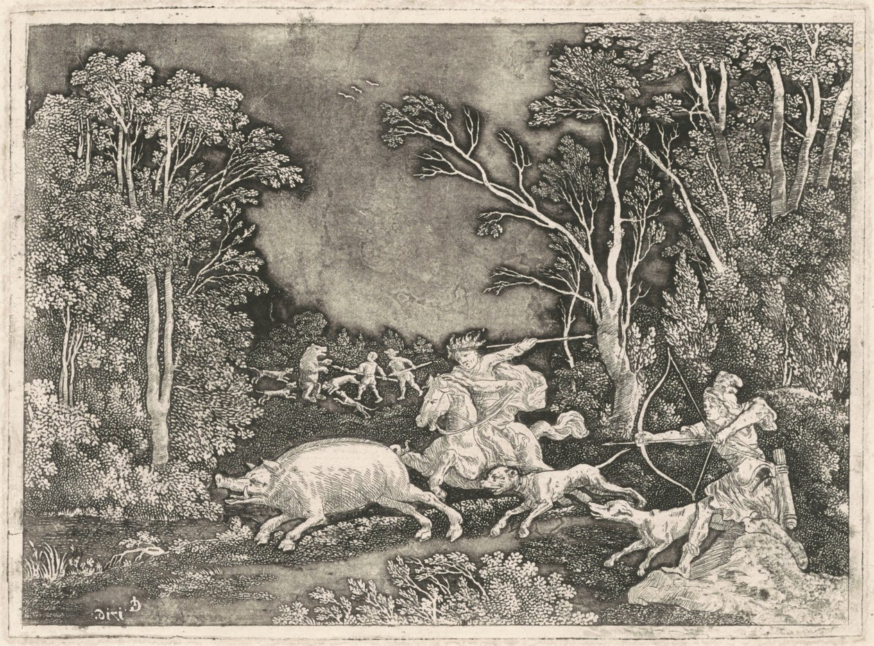 Antiikki villisian metsästys tekijältä Gerhard Janssen