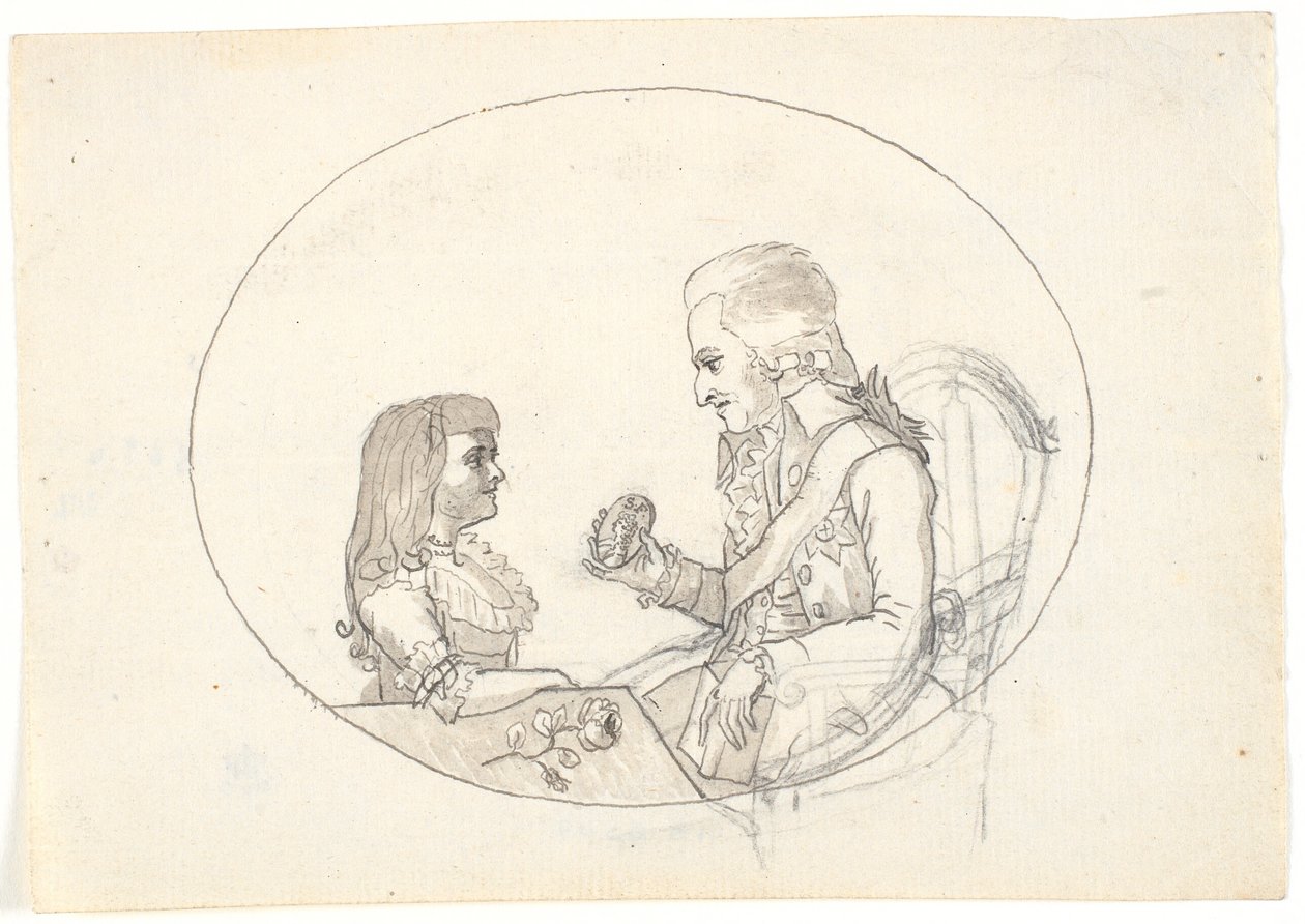 Kruununprinssi Frederik kruununprinssin kanssa (Chr. VIII) näyttää muotokuvan edesmenneestä kruununprinsessasta Sofie Frederikkestä tekijältä Gerhard Ludvig Lahde