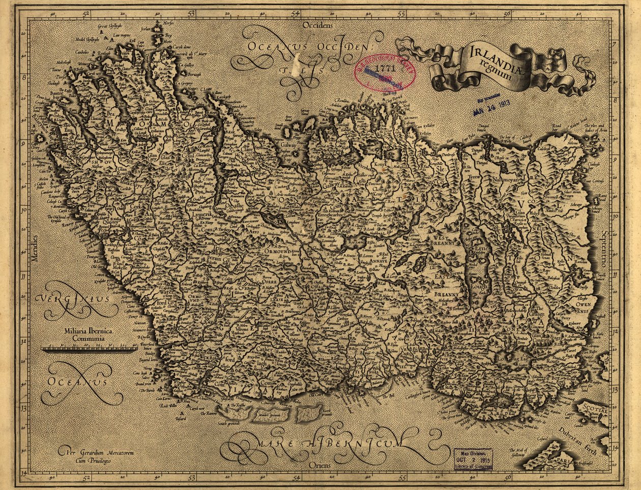 Irlandiae regnum. LOC 99446223 tekijältä Gerhard Mercator