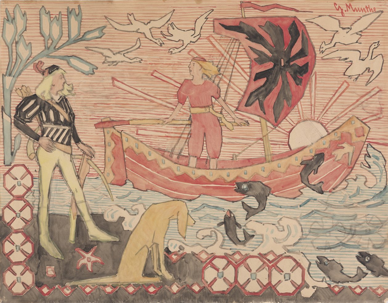 Pirteä laulu, noin 1892. tekijältä Gerhard Munthe
