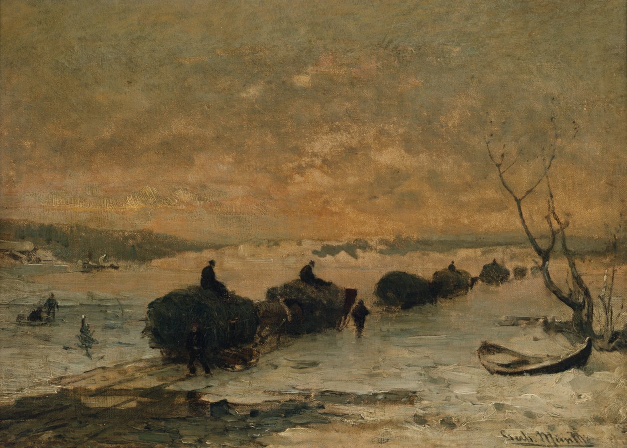 Ajo heinää jään yli, myöhäinen talvi tekijältä Gerhard Peter Frantz Vilhelm Munthe