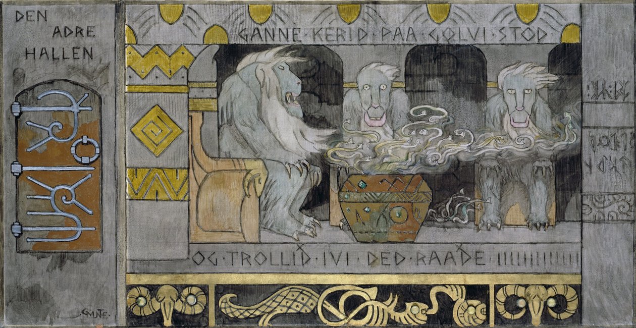 Toinen sali - Munthe, Gerhard (1849-1929) - 1902-1904 - Öljy kankaalle - 62,5x119,5 - Kansallinen taidemuseo, Oslo tekijältä Gerhard Peter Frantz Vilhelm Munthe