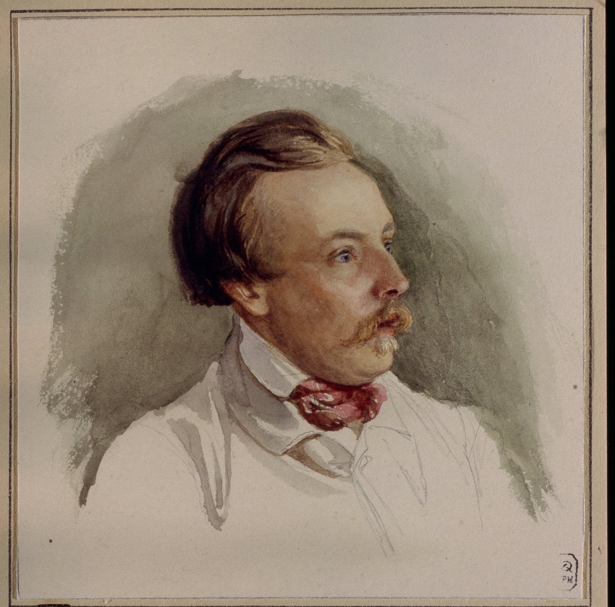 Taidemaalari Alexander (Alexander) von Kotzebuen (1815-1889) muotokuva. (Taidemaalari A. von Kotzebuen muotokuva). Gerhard Wilhelm von Reuternin (1794-1865) teos, akvarelli paperille, noin 1840. Saksalainen taide tekijältä Gerhard Wilhelm von Reutern
