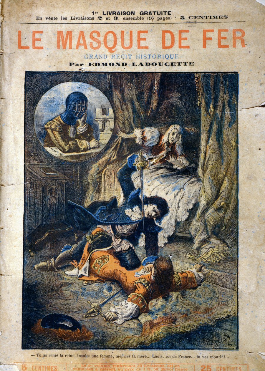 Le Masque de Fer, Edmond Ladoucetten romaanin kansi, julkaistu erissä 1800-luvun lopussa tekijältä Gerlier