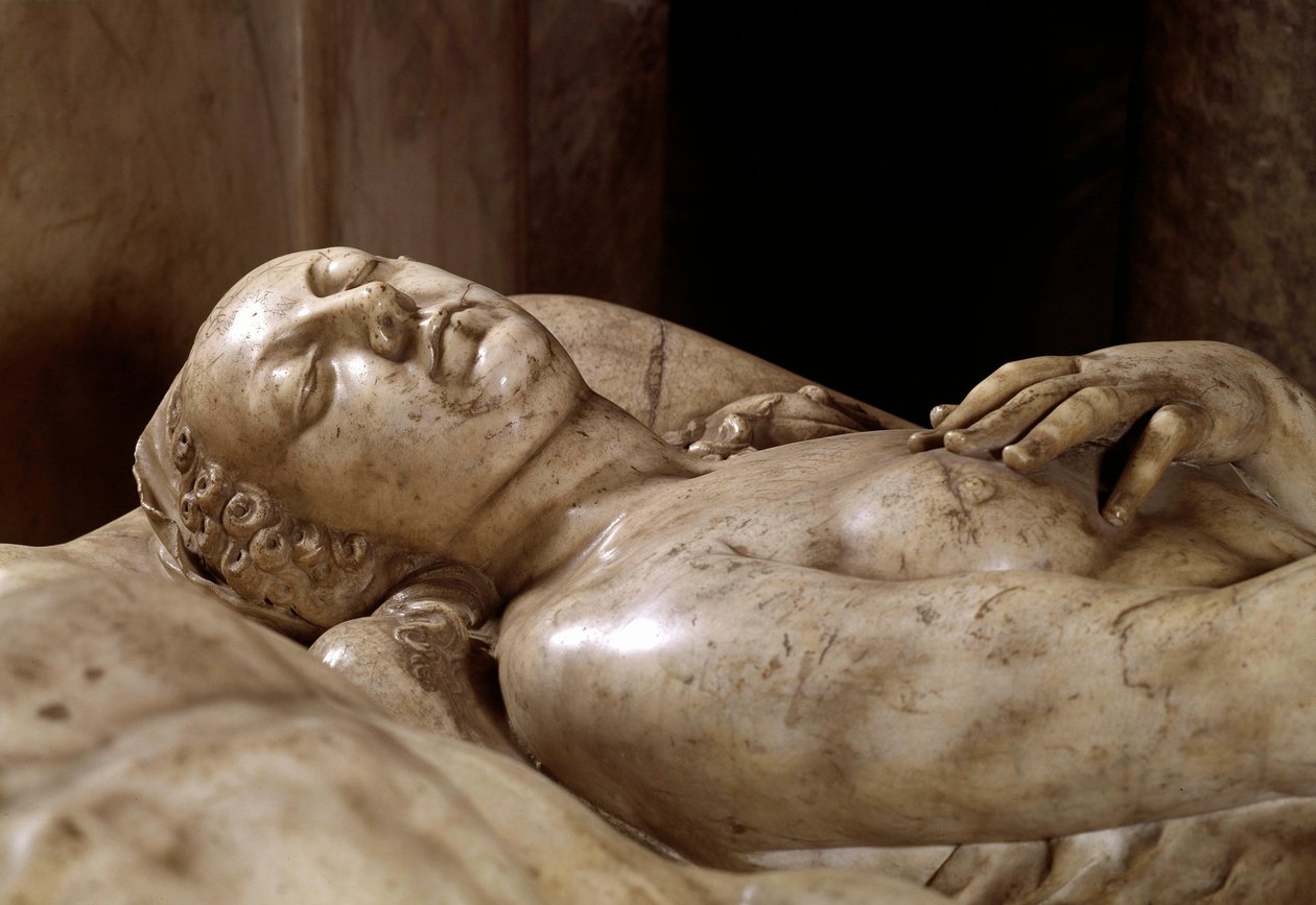 Henrik II:n (1519-1559) ja Catherine de Medicin (1519-1589) hautausmuistomerkki, jonka on valmistanut Germain Pilon (1535-1590). Yksityiskohta Ranskan kuningattaresta. 1563-1572. Sijaitsee Rotonde des Valois