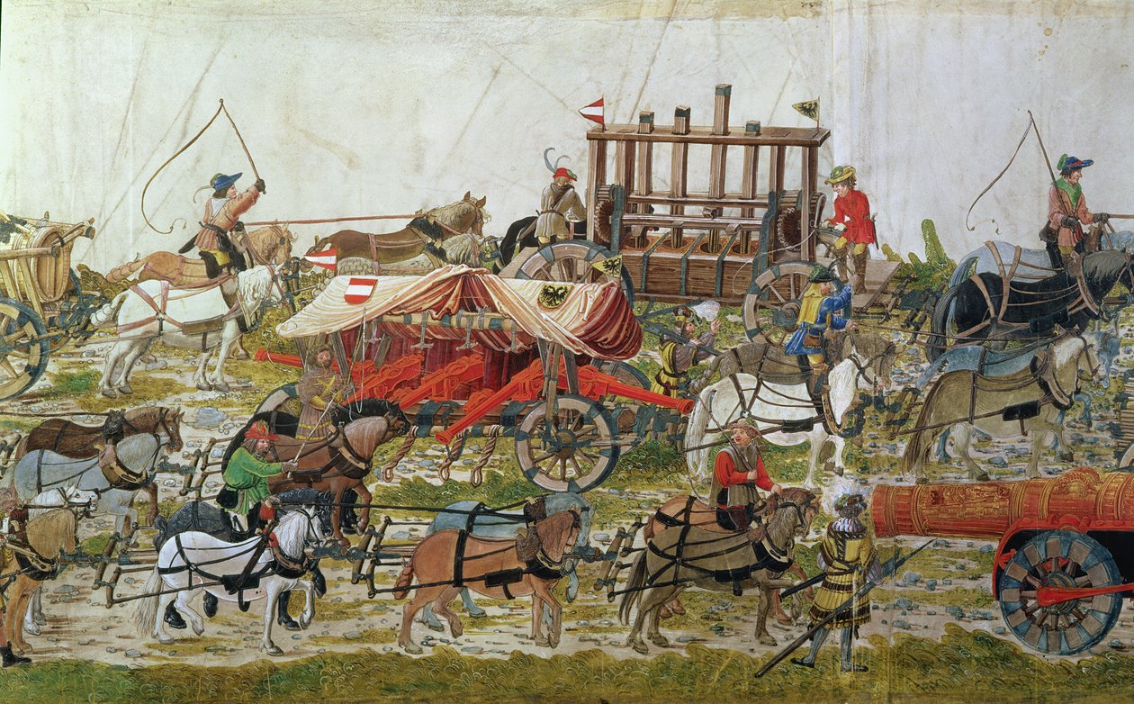Maximilian I:n tykistöjuna (1459-1519) tekijältä German School