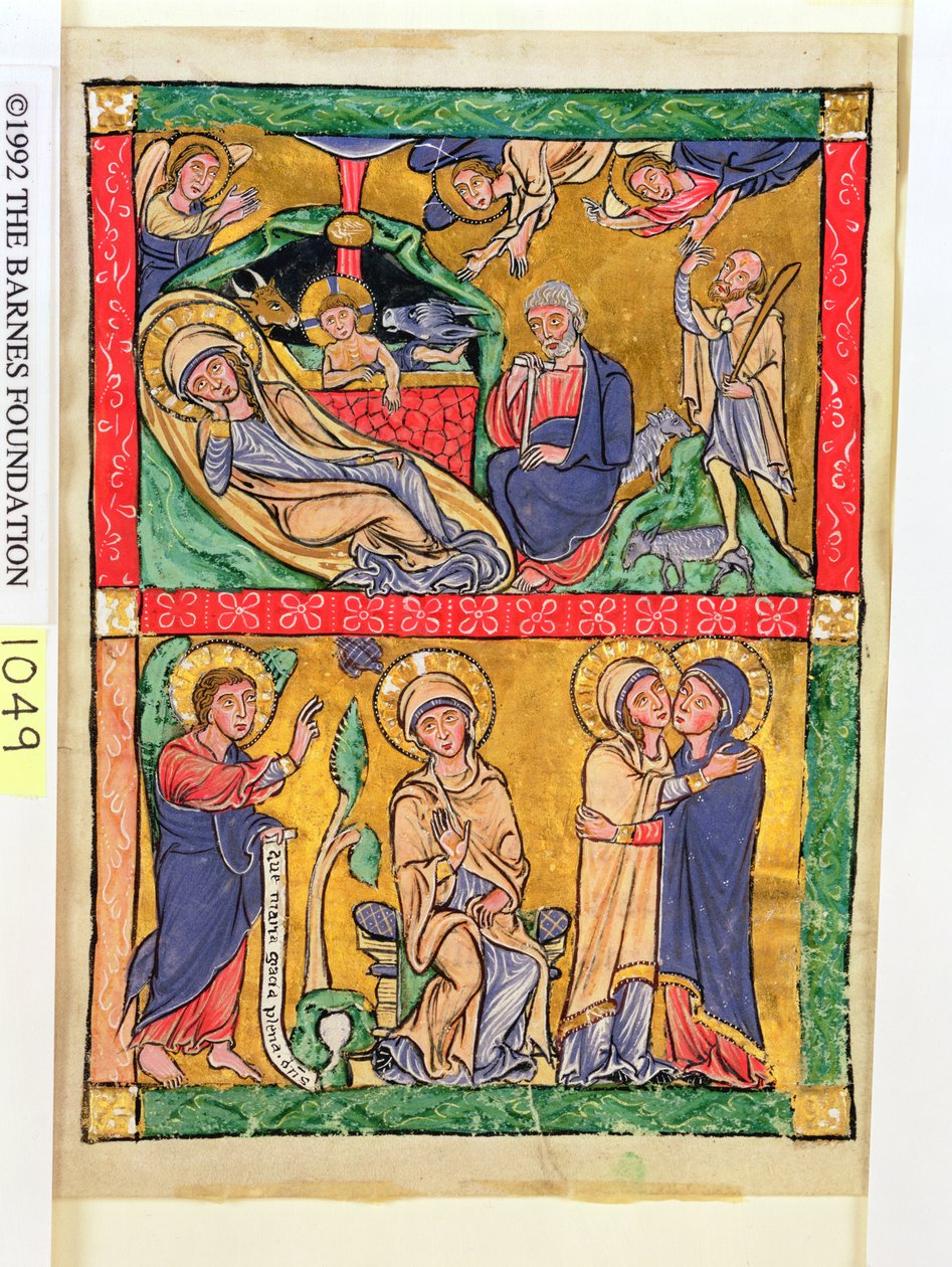 Kristuksen syntymä, ilmestys ja vierailu, 1200 (wc vellum) tekijältä German School
