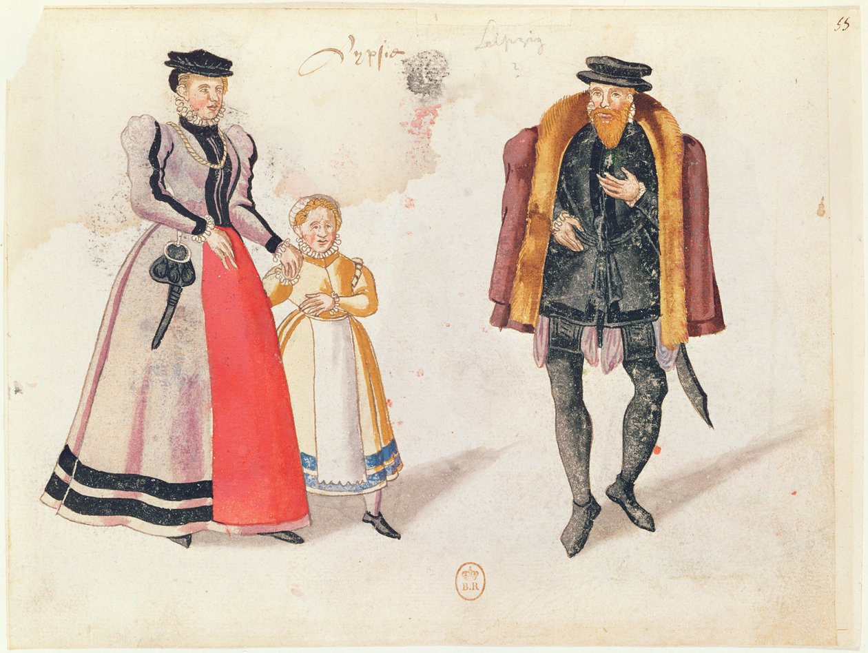 Leipzigin kaupunkilaiset, 1572 (värikaiverrus). tekijältä German School