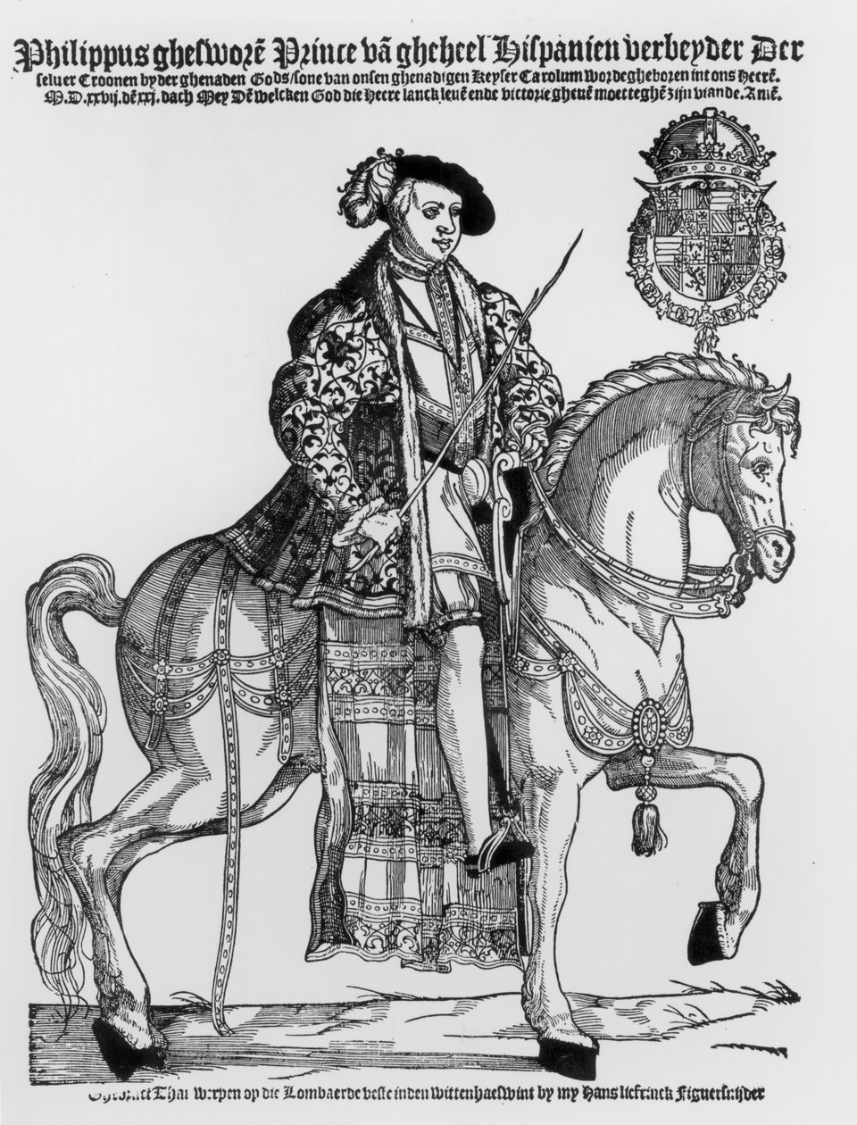 Espanjalaisen Philip II:n (1527-98) ratsastajamuotokuva tekijältä German School