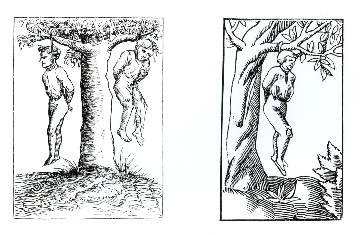 Salaisen tuomioistuimen tuomioiden täytäntöönpano Cosmographie Universelle of Munsterin puupiirrosten jälkeen, julkaistu 1552 tekijältä German School