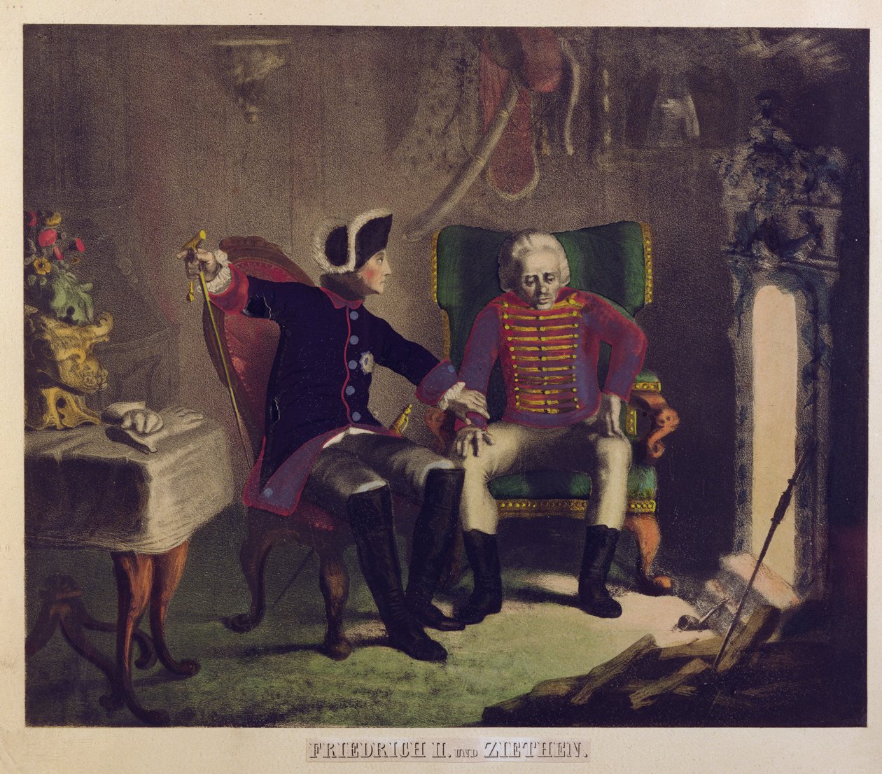 Frederick II ja kenraali von Ziethen tekijältä German School