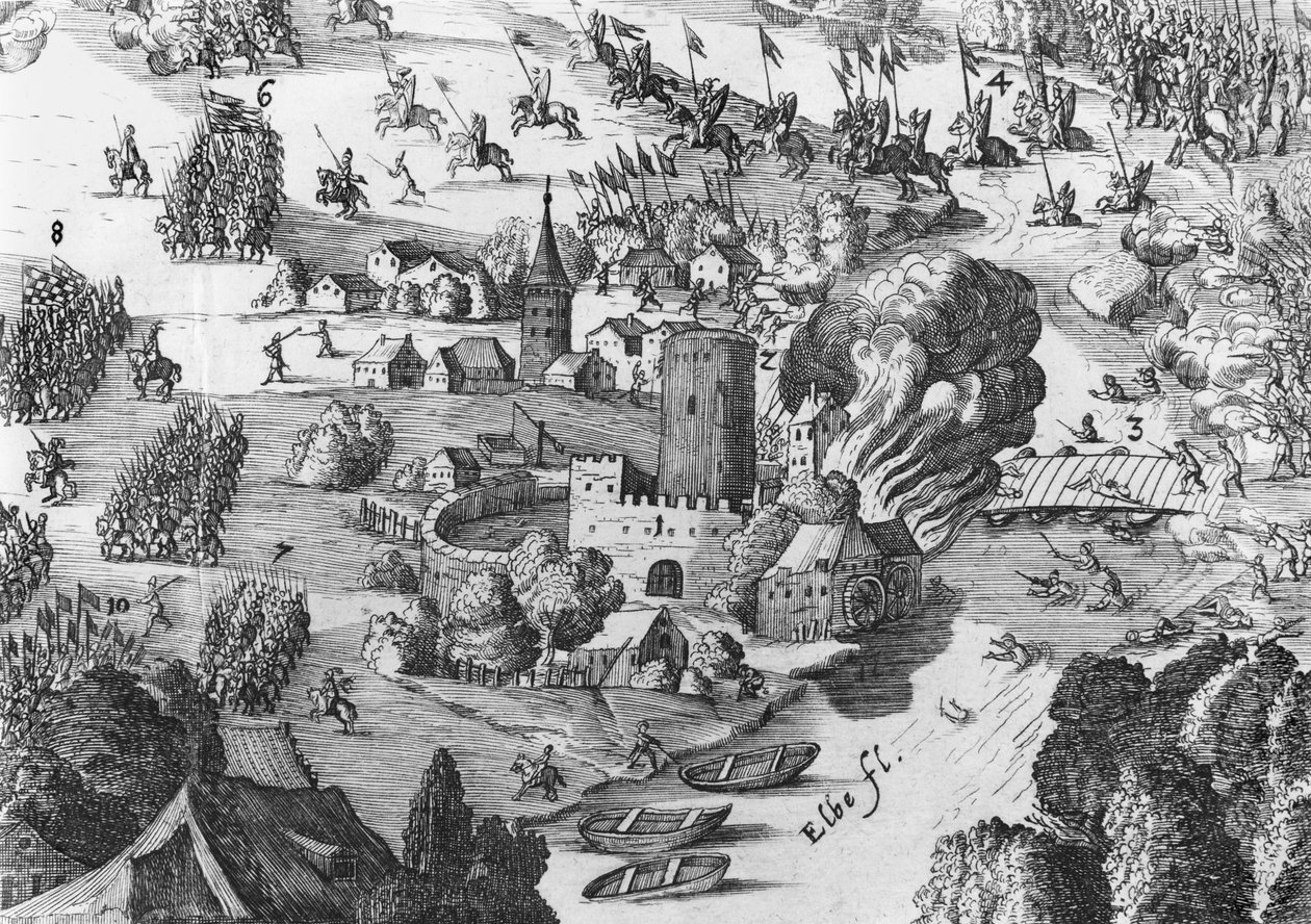 Yleiskuva Muhlbergin taistelusta, yksityiskohta, 24. huhtikuuta 1547 (katso myös 217805, 217806) tekijältä German School