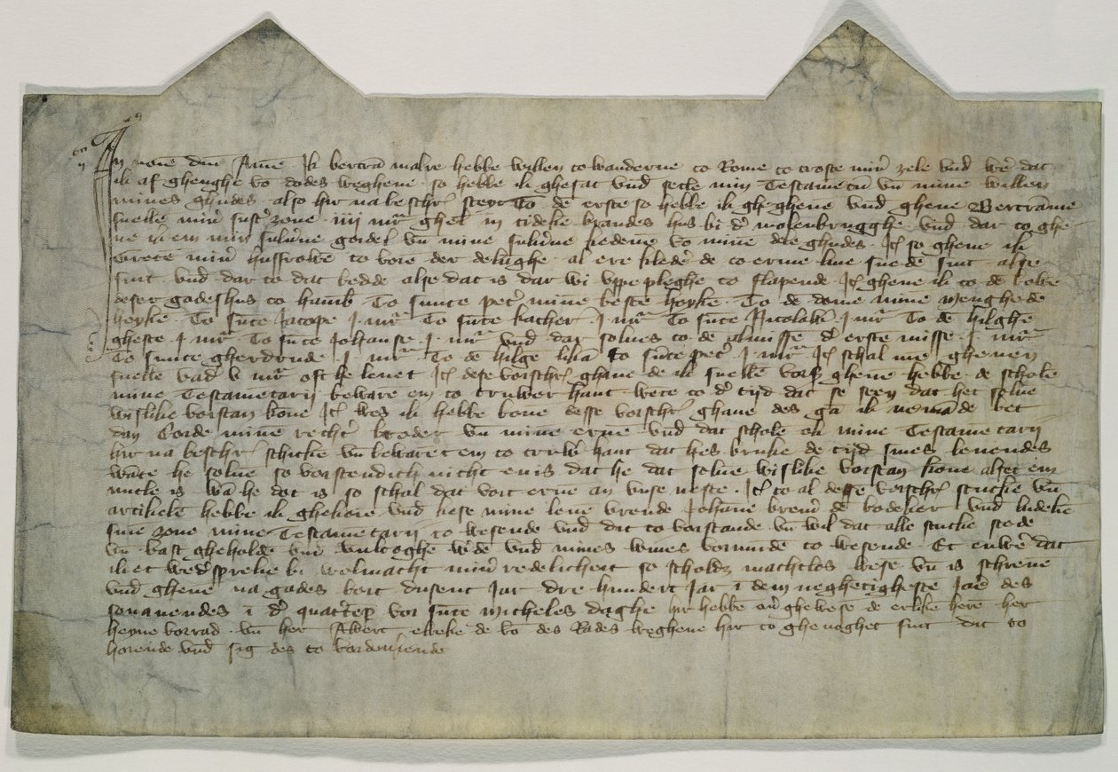 Taiteilijamestari Bertramin (n. 1345-n. 1415) testamentti 1390 (muste pergamentille) tekijältä German School