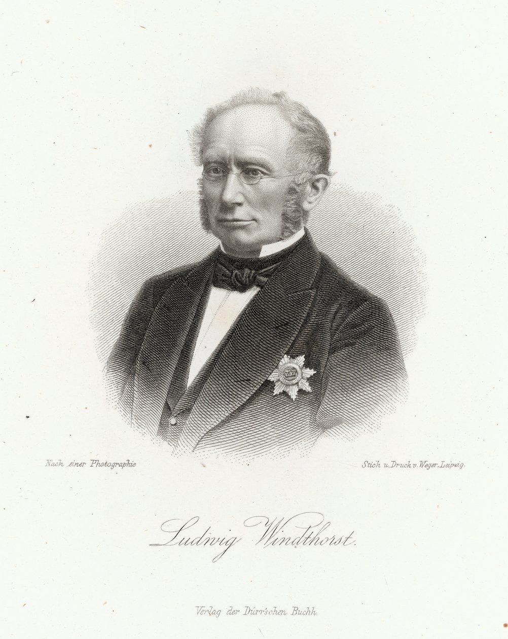 Ludwig Windthorst (1812-91) "Allgemeine Moden-Zeitung" -lehdessä, Leipzig, 1872. tekijältä German School