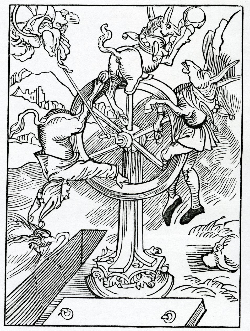 Onnen mutabylyytistä, kuvitus Alexander Barclayn englanninkielisestä käännöksestä "The Ship of Fools" vuonna 1874 julkaistusta painoksesta tekijältä German School