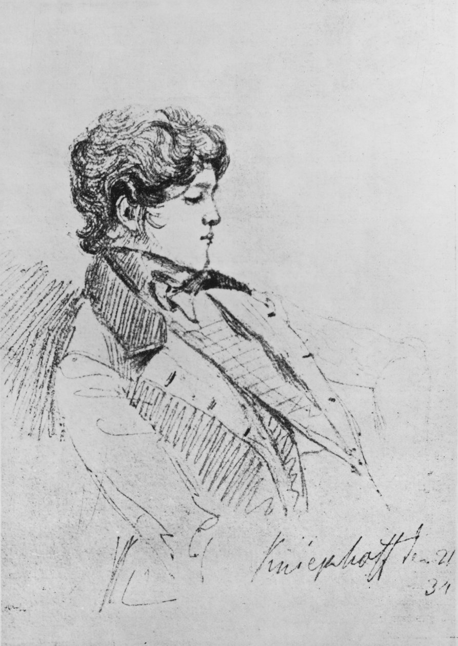 Prinssi Otto von Bismarckin muotokuva, 1834 (muste paperille) tekijältä German School