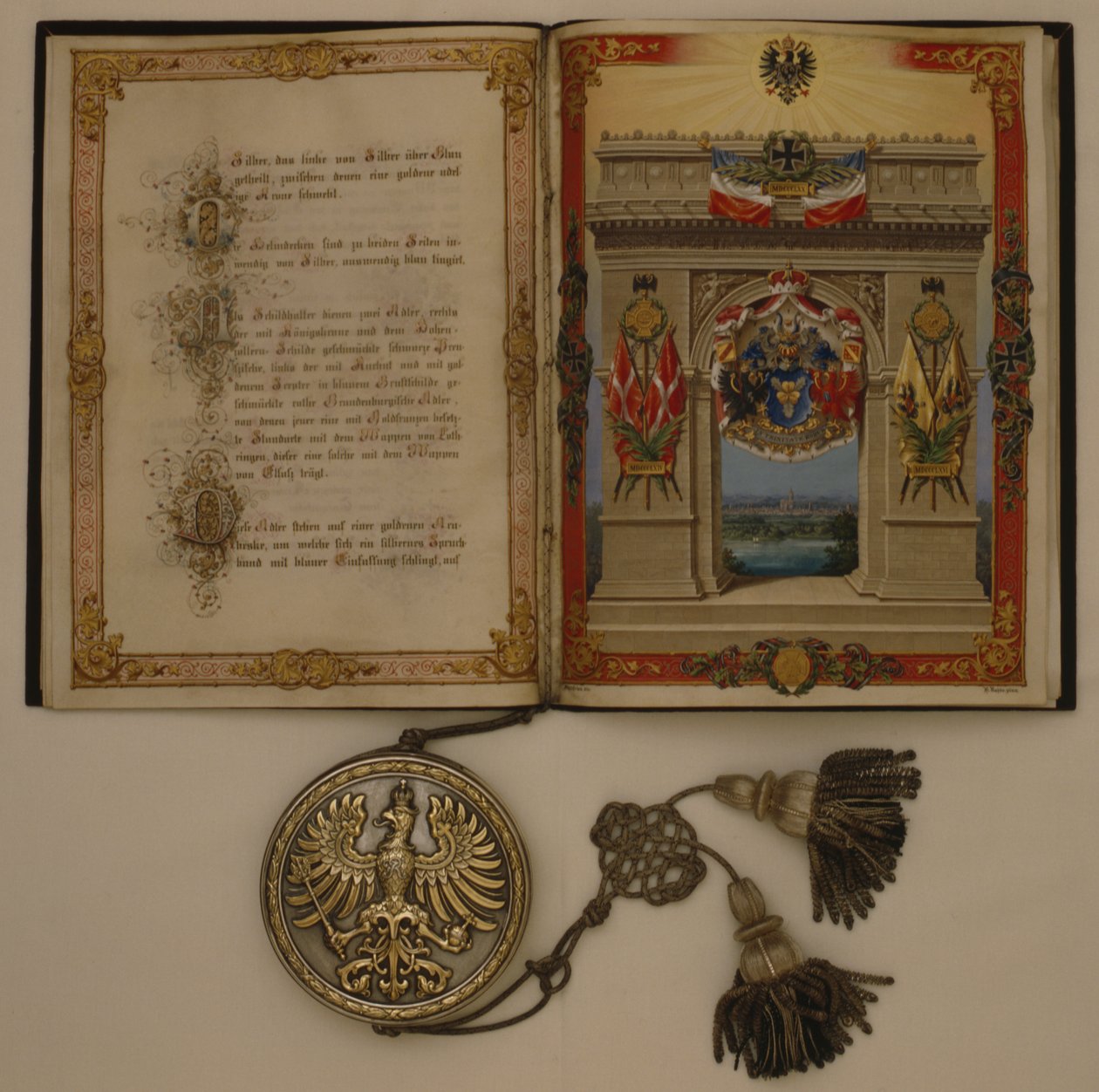 Prinssin diplomi sijoittamisesta Otto von Bismarck, päivätty 21. maaliskuuta 1871 (sekoitettu media) tekijältä German School