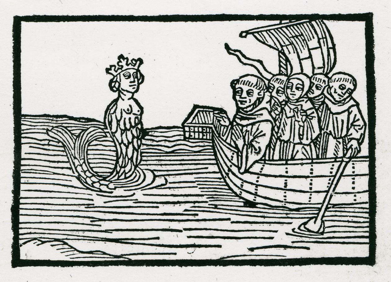 St. Brendan and the Siren, kuvitus teoksesta "The Voyage of St. Brendan", 1499 tekijältä German School
