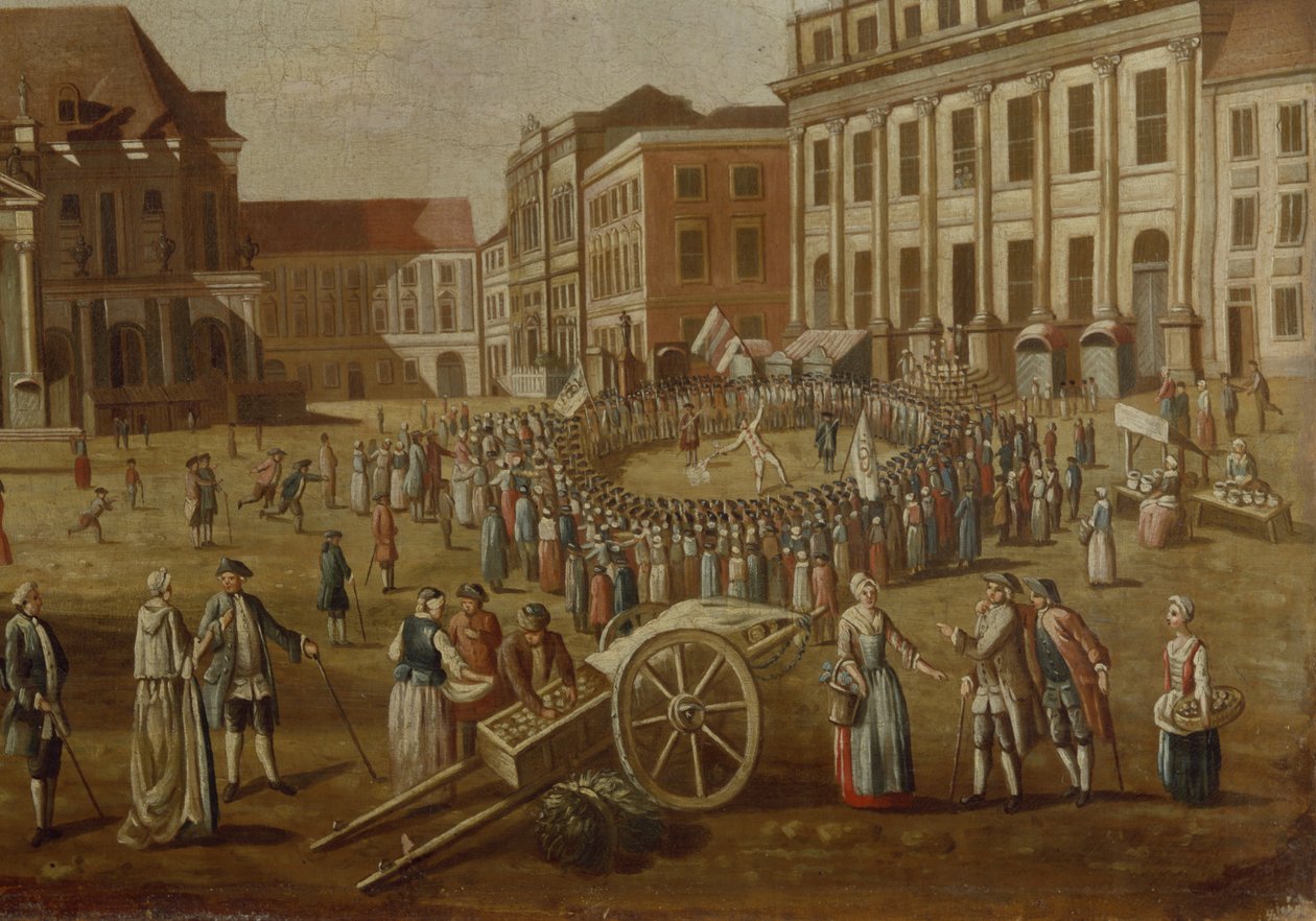 Katutaiteilijoita Alter Marktissa, 1771 (yksityiskohta numerosta 330438) tekijältä German School