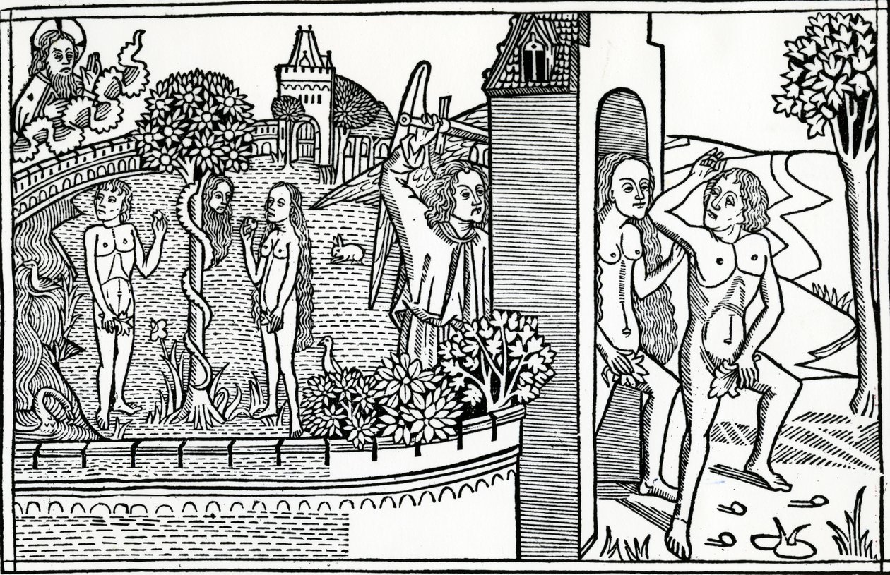 The Fall of Man, esimerkki Quentellin Raamatusta, julkaistu vuonna 1478 tekijältä German School