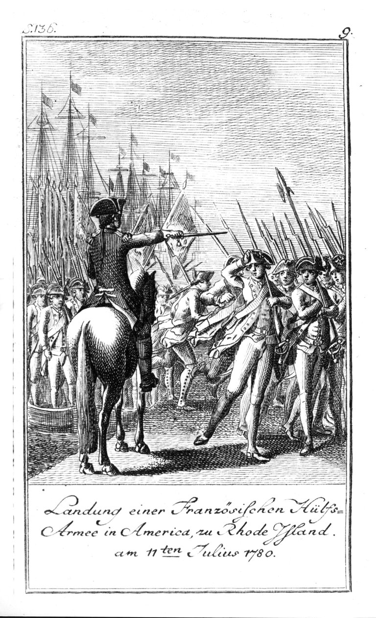 Ranskan apuarmeijan maihinnousu Rhode Islandille Amerikassa, 11. heinäkuuta 1780 tekijältä German School
