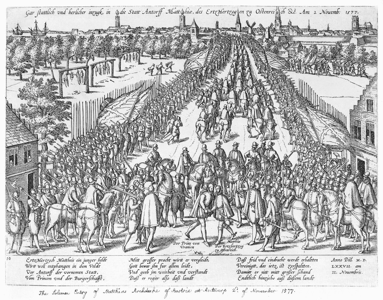 Itävallan arkkiherttua Matthiasin juhlallinen sisääntulo Antwerpenissä, 2. marraskuuta 1577 tekijältä German School