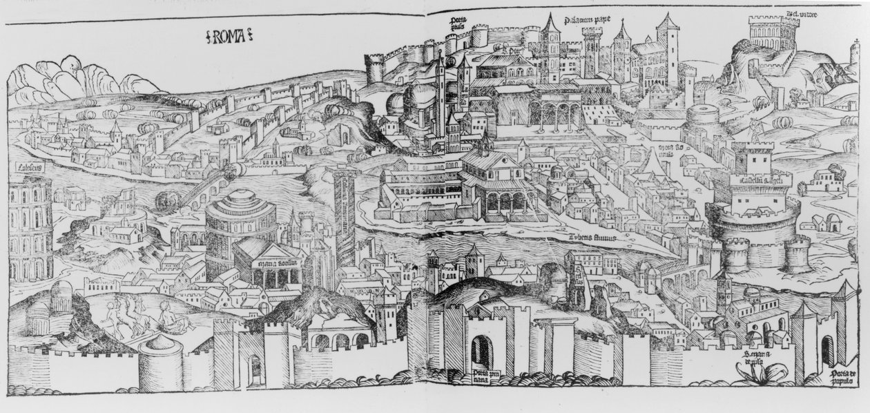 Näkymä Roomaan, 1493 tekijältä German School