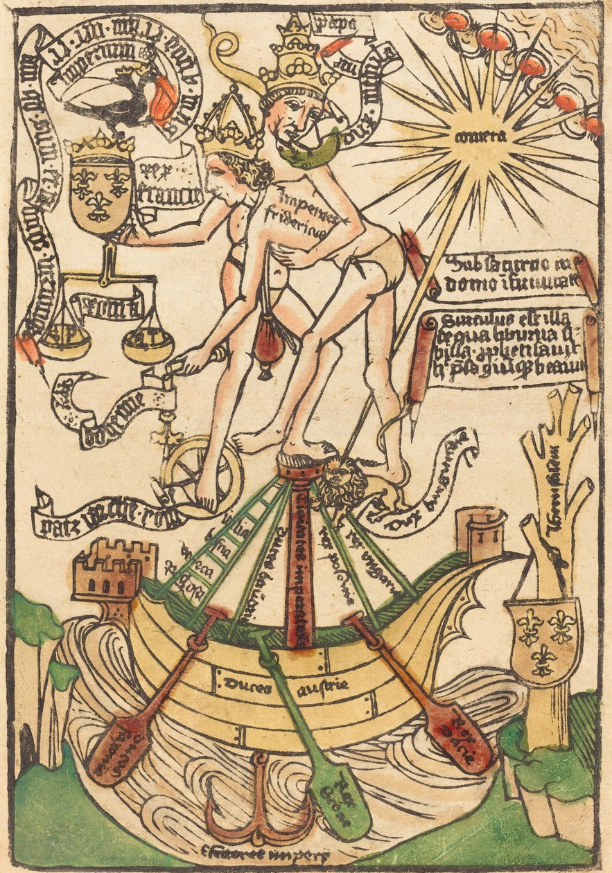 Allegoria paavi Paavali II:n ja keisari Fredrik III:n tapaamisesta tekijältä German 15th Century