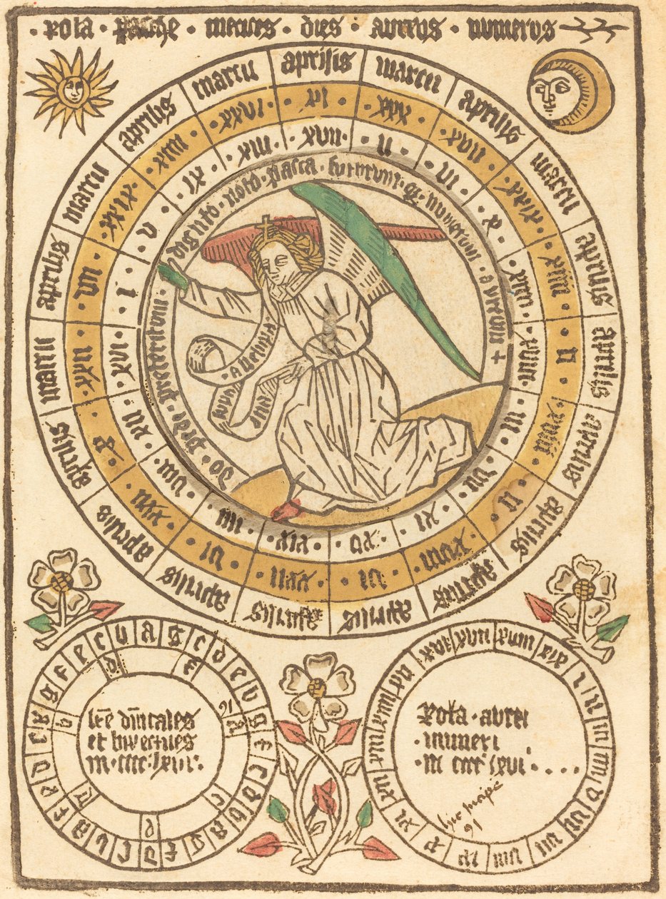 Pääsiäiskalenteri, joka alkaa vuodesta 1466 tekijältä German 15th Century