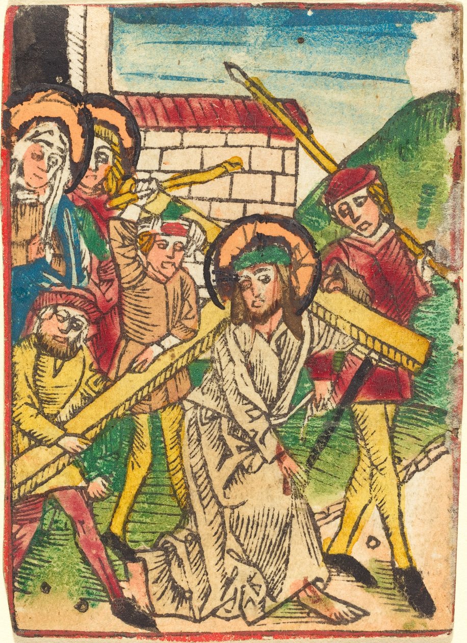 Kristus kantaa ristiä tekijältä German 15th Century