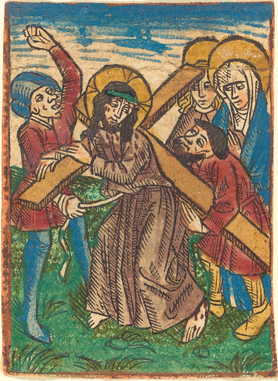 Kristus kantaa ristiä tekijältä German 15th Century