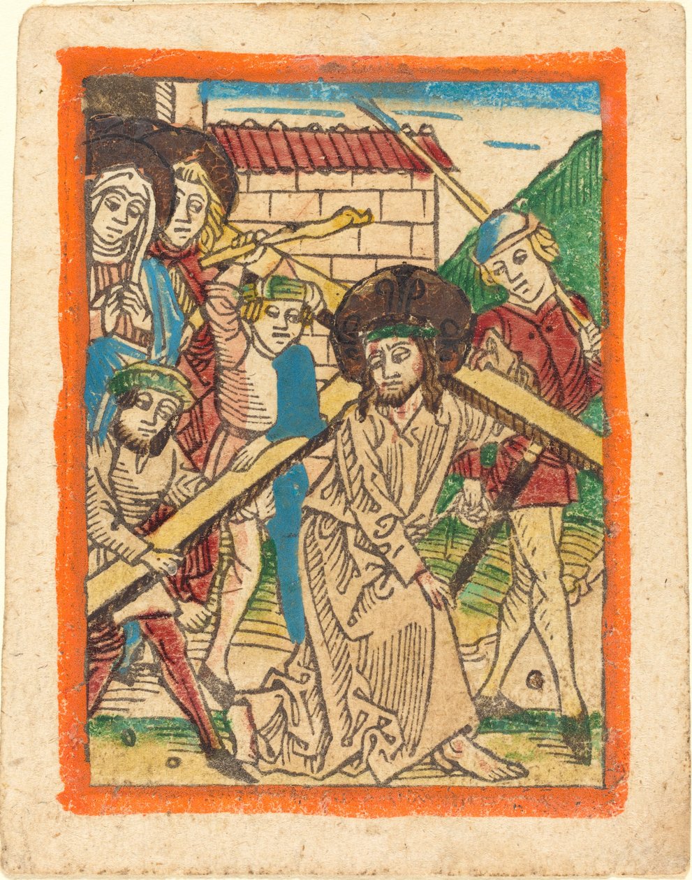 Kristus kantaa ristiä tekijältä German 15th Century