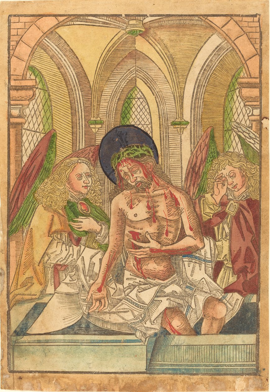 Kristus haudassa kahden enkelin kanssa tekijältä German 15th Century