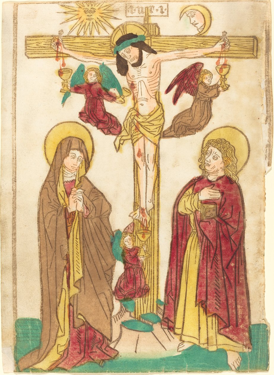 Kristus ristillä enkelien kanssa tekijältä German 15th Century