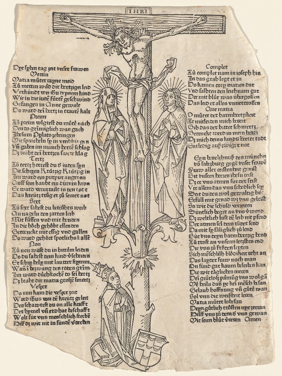 Kristus ristillä paavi Pius II:n kanssa tekijältä German 15th Century