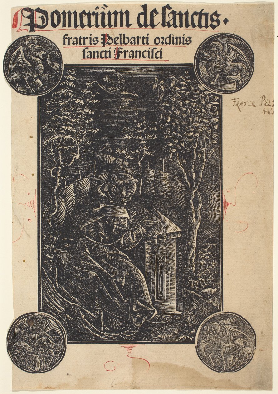 Fransiskaani, Pelbartus Temesvarista, puutarhassa tekijältä German 15th Century
