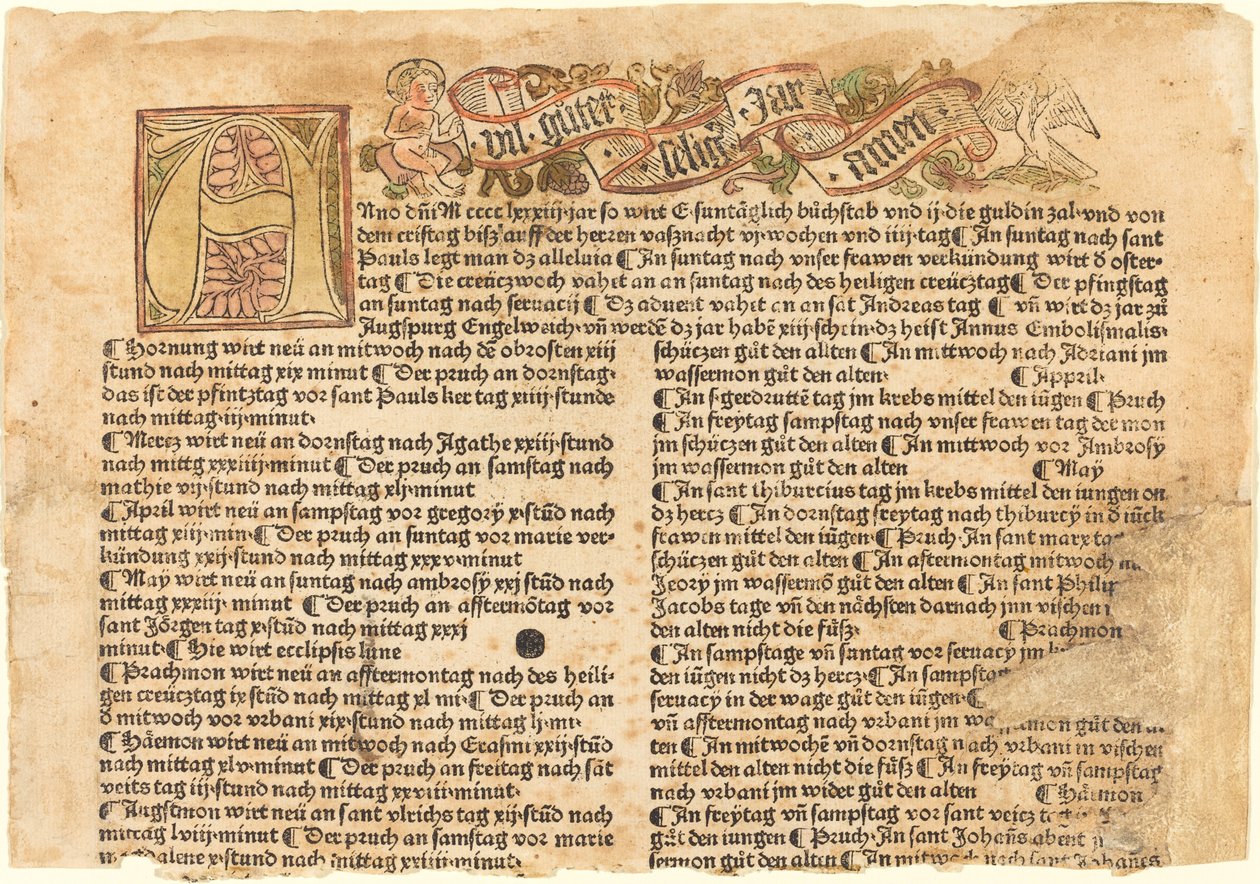 Alku A ja uudenvuoden toive tekijältä German 15th Century