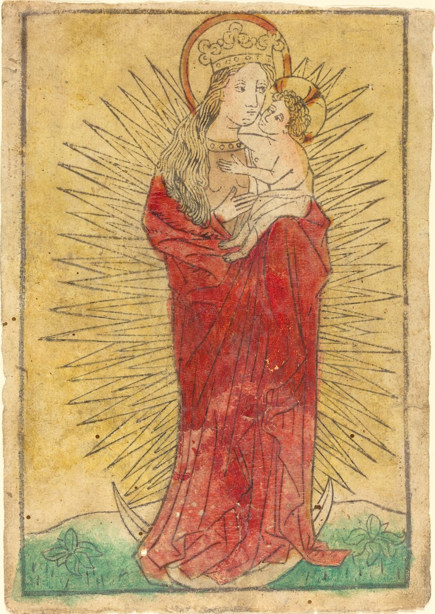 Madonna ja lapsi loistossa seisovat puolikuussa tekijältä German 15th Century