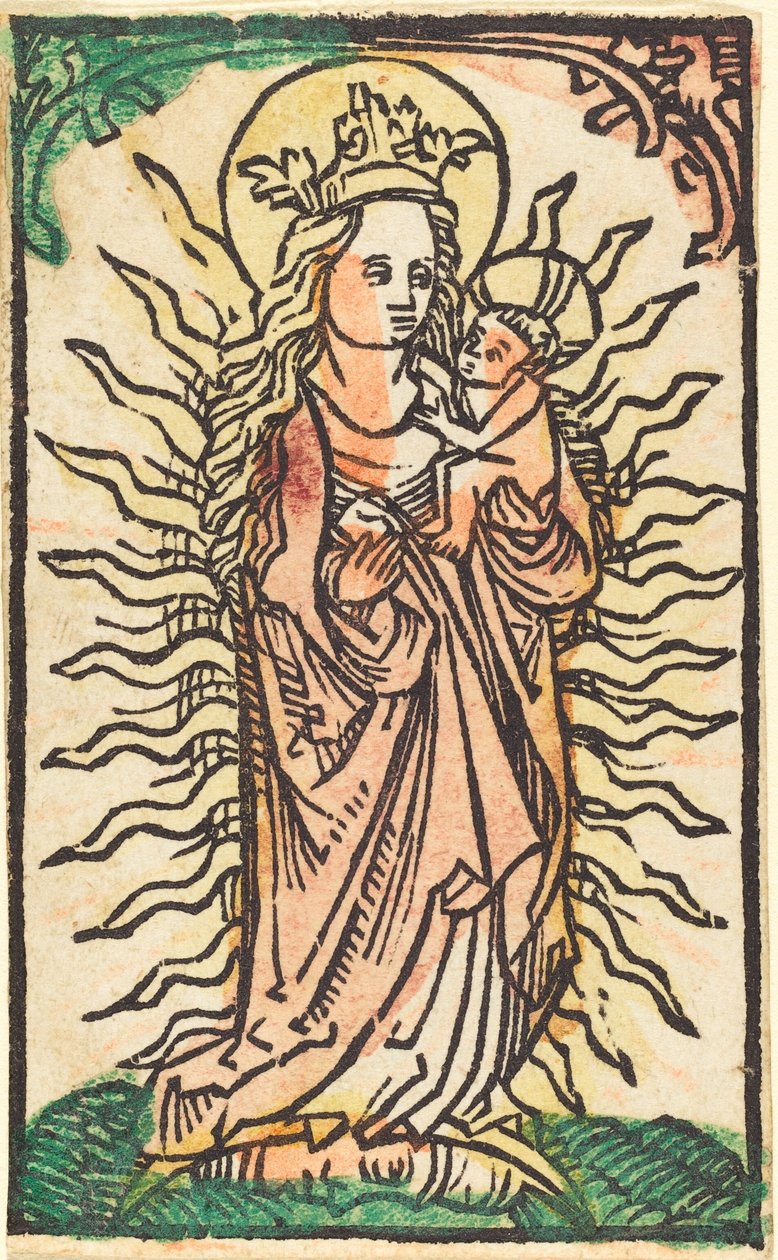 Madonna ja lapsi loistossa seisovat puolikuussa tekijältä German 15th Century